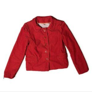 JCrew Women's Red Corduroy Blazer - Size 6 for casual and semi-formal